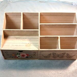 Ashland Tan and Brown Makeup Organizer with Asymmetrical Compartments